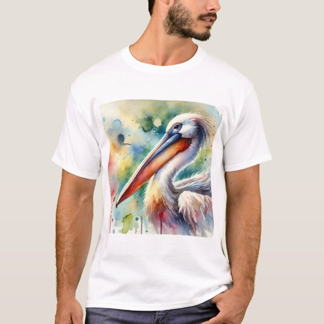 Pelican in Serenity 210724AREF108 - Watercolor T-Shirt (Front)