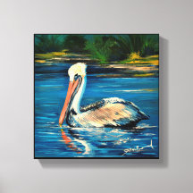 Pelican in the marsh 10" x 10"
