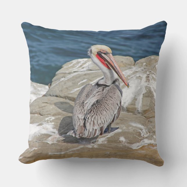 Pelican In  The Ocean Outdoor Cushion (Front)