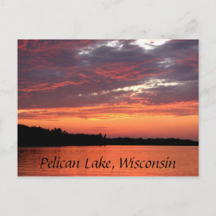 Pelican Lake Sunset, Wisconsin Postcard