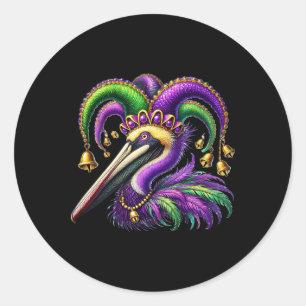 Pelican Mardi Gras Carnival Animal Lover Mens Wome Classic Round Sticker