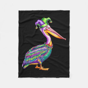 Pelican Mardi Gras Carnival Animal Lover Mens Wome Fleece Blanket