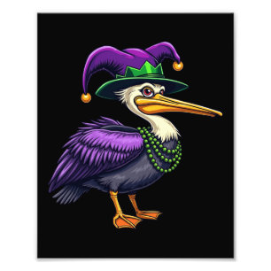 Pelican Mardi Gras – Carnival Fun for Animal Lover Photo Print