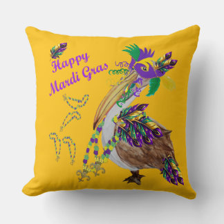 Pelican Mardi Gras Party decor Cushion