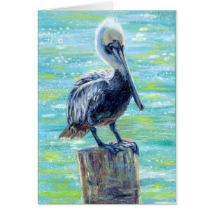 "Pelican on a Pole" Blank Note Card
