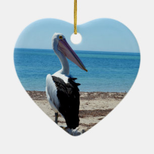 Pelican On Beach Rock, Ceramic Ornament