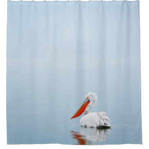 PELICAN ON BLUE WATER SHOWER CURTAIN