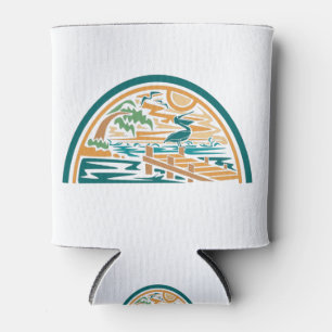 Pelican On Island Ocean Pier Can Cooler