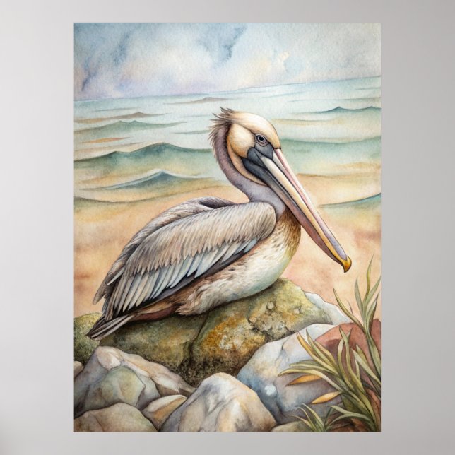 Pelican on the Beach Poster (Front)