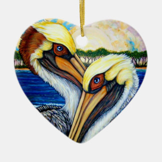 Pelican Pair Ceramic Ornament