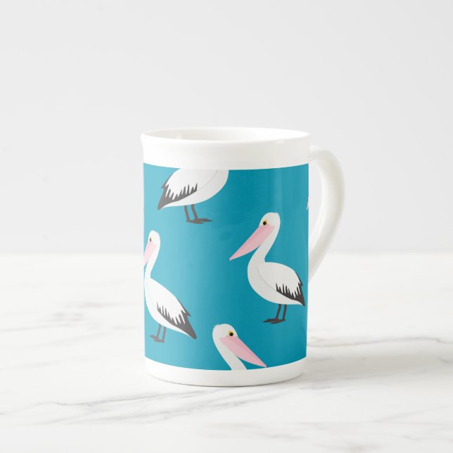 Pelican pattern bone china mug (Front Right)