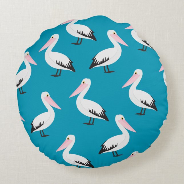 Pelican pattern round cushion (Back)
