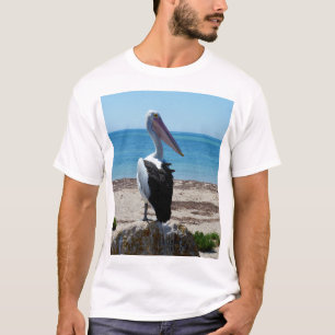 Pelican Perched On A Beach Rock, T-Shirt