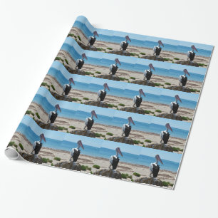 Pelican Perched On A Beach Rock, Wrapping Paper
