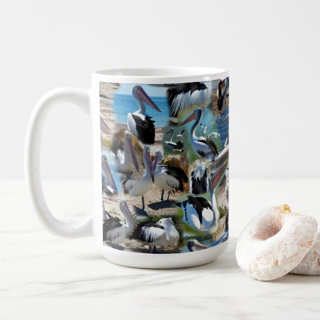 Pelican Photo Collarge, Coffee Mug (With Donut)