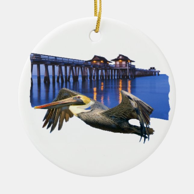 Pelican Pier Ceramic Tree Decoration (Front)