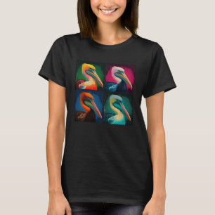 Pelican Pop Illustration Colourful Animal Women T-Shirt