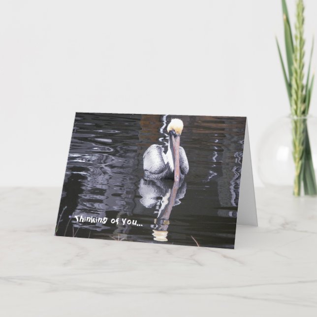 Pelican Reflecting, Thinking of you... Card (Front)