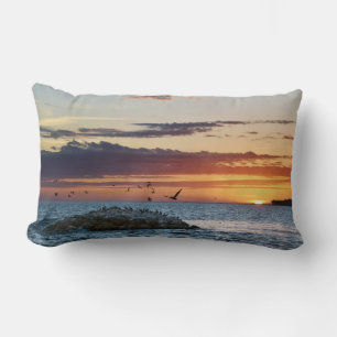 Pelican Rock Sunset, Dauphin Island, Alabama Lumbar Cushion