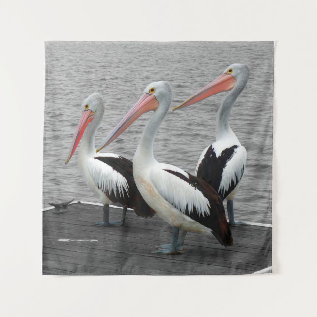 Pelican Sea Bird Minimalist Colour Pop Photography Tapestry (Front)