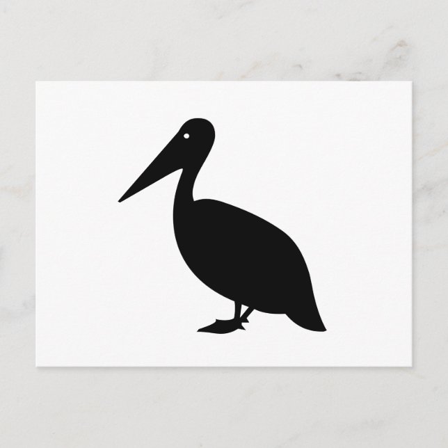 Pelican Silhouette on White Postcard (Front)