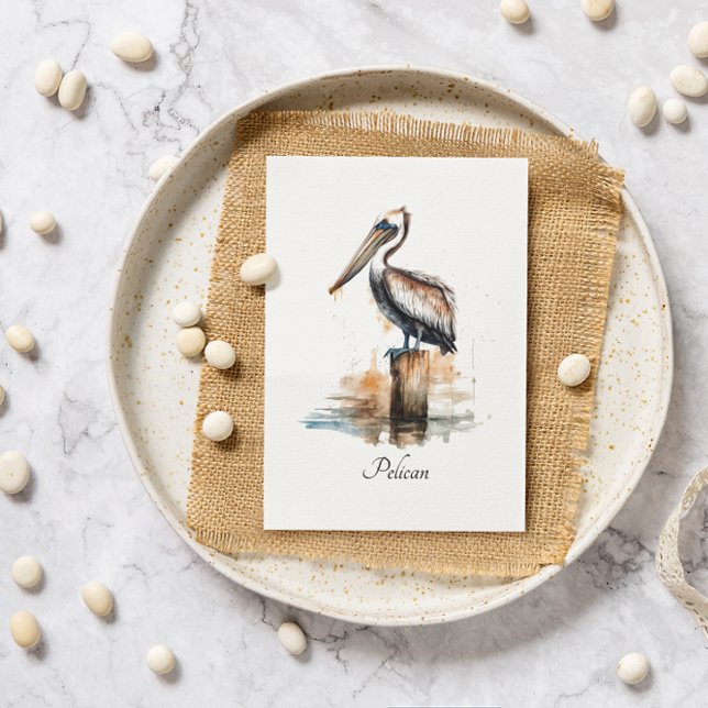Pelican standing on a pole, customisable  card (Creator Uploaded)
