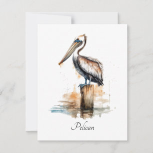 Pelican standing on a pole, customisable card