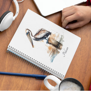 Pelican standing on a pole customisable notebook