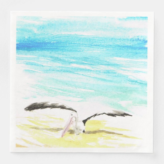 Pelican stretching wings napkin (Front)