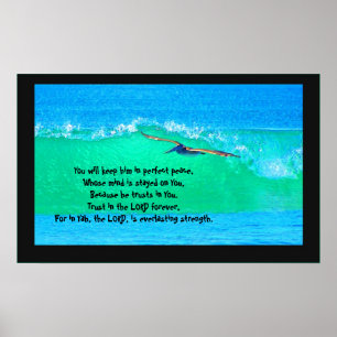 Pelican Surfing Isaiah 26:3-4 Poster