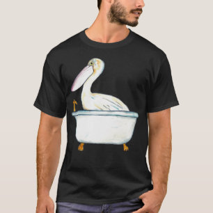 Pelican taking bath watercolo T-Shirt