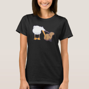 Pelican Tries to Eat Capybara Funny Cute  Meme T-Shirt