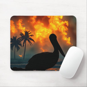 Pelican Watching a Wildfire Mouse Pad
