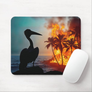 Pelican Watching Coastal Wildfire Mouse Pad