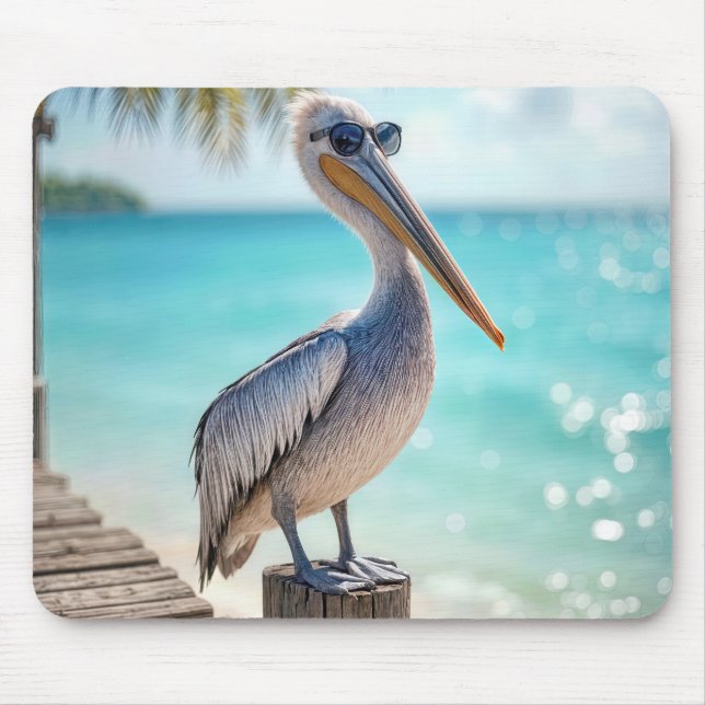Pelican Wearing Sunglasses Mouse Pad (Front)