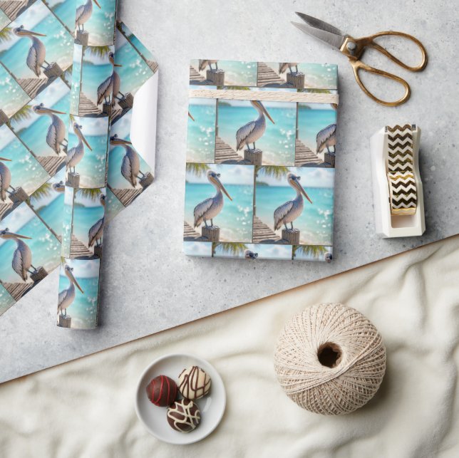 Pelican Wearing Sunglasses Wrapping Paper (Crafts)