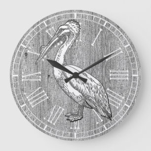 Pelican Weathered Wood Large Clock