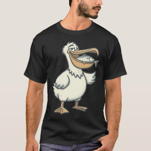 Pelican With Fish Pocket Creatures Cute Animal Sti T-Shirt