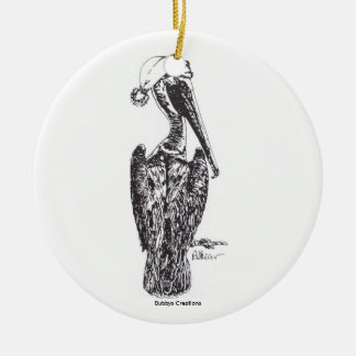 Pelican with Hat Ceramic Tree Decoration