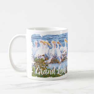 pelicans among gulls coffee mug