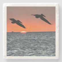 Pelicans at Sunset Drink Coasters