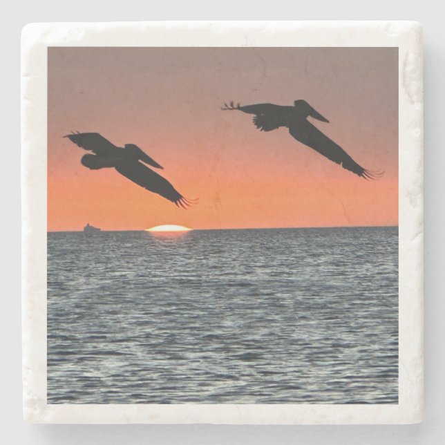 Pelicans at Sunset Drink Coasters (Front)