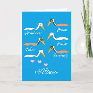 Pelicans in Meditation:  Blue-green Blank Card