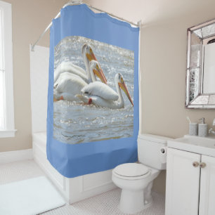 Pelicans Nature Photography Mississippi River Show Shower Curtain