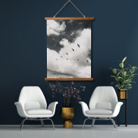Pelicans over Beach in Grayscale
