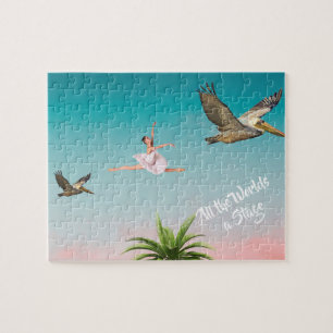 Pelicans Palm tree Beach Sky Jigsaw Puzzle