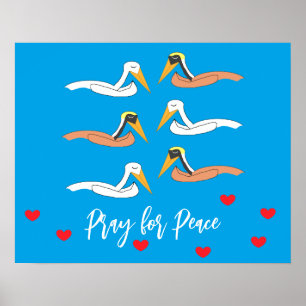 Pelicans Praying for Peace: Poster