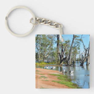 Pelicans Sunbaking River Murray, Keyring