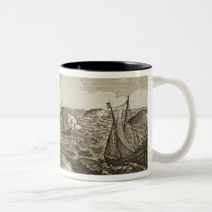 Pelsaert Sets Sail   Way Between Islands, Two-Tone Coffee Mug