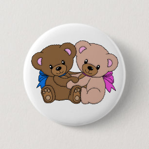 Peluche bears 6 cm round badge